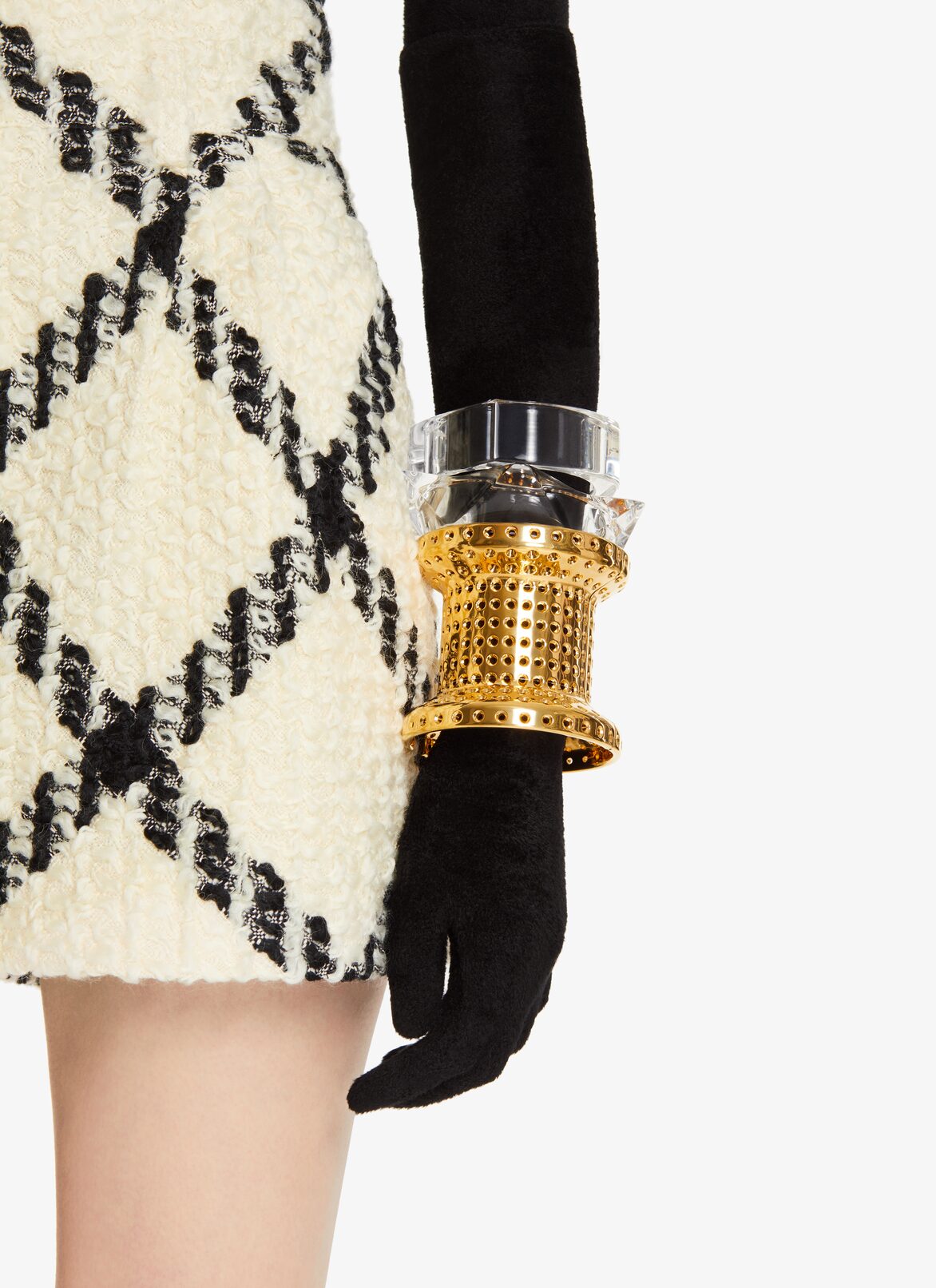 High-Waist wool Shorts ALAÏA WHITE/BLACK HIGH-WAIST WOOL SHORTS